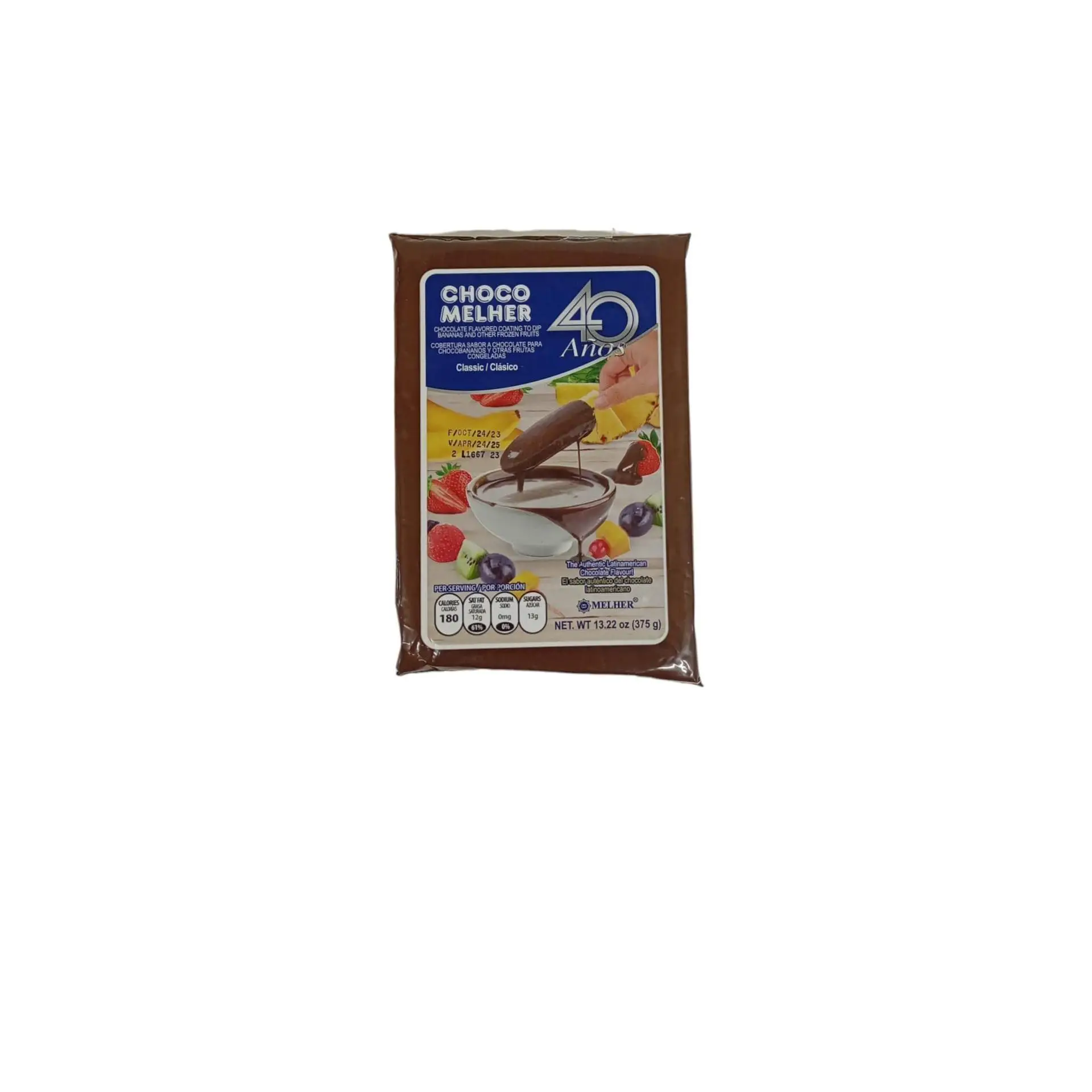 CHOCOLATE MELHER - COBERTURA SABOR A CHOCOLATE PARA CHOCOBANANOS Y OTRAS FRUTAS -375 G