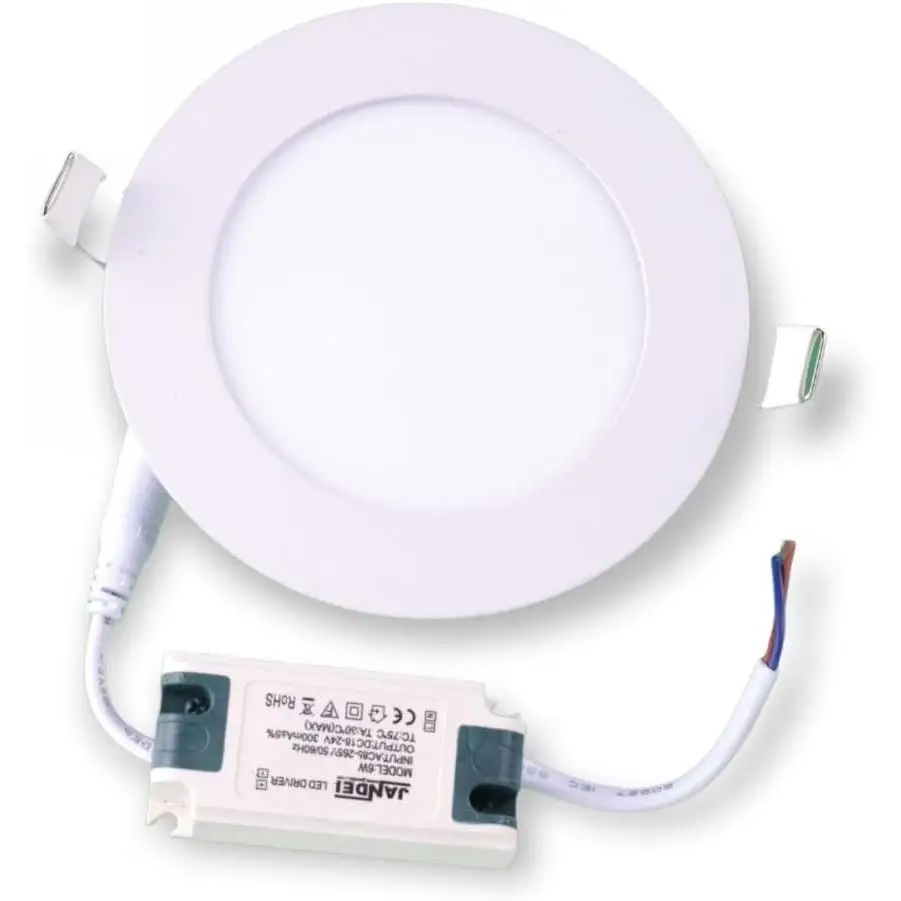Jandei - Downlight LED Panel Extraplano Redondo para Empotrar en Techo. Iluminación 6W. Luces de Bajo Consumo para Baño, Cocina, Salón, Pasillo, Techo