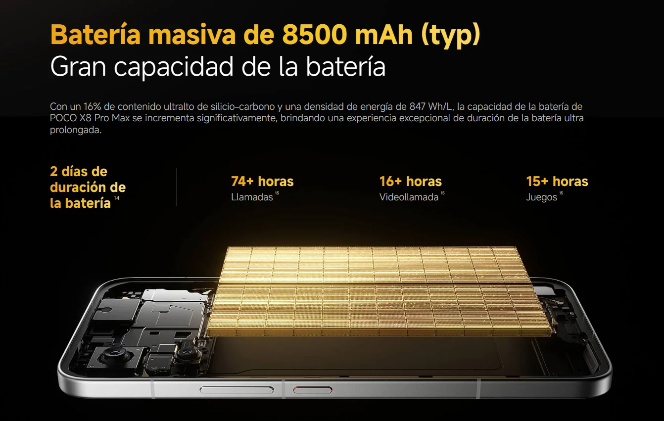 Teléfono Móvil POCO X8 Pro Max MediaTek Dimensity 9500s, Batería de 8500 mAh (typ), Pantalla AMOLED ultra brillante de 6.83″ 1,5K y 120 Hz, 50 MP Light Fusion 600 con OIS, IP68, 8