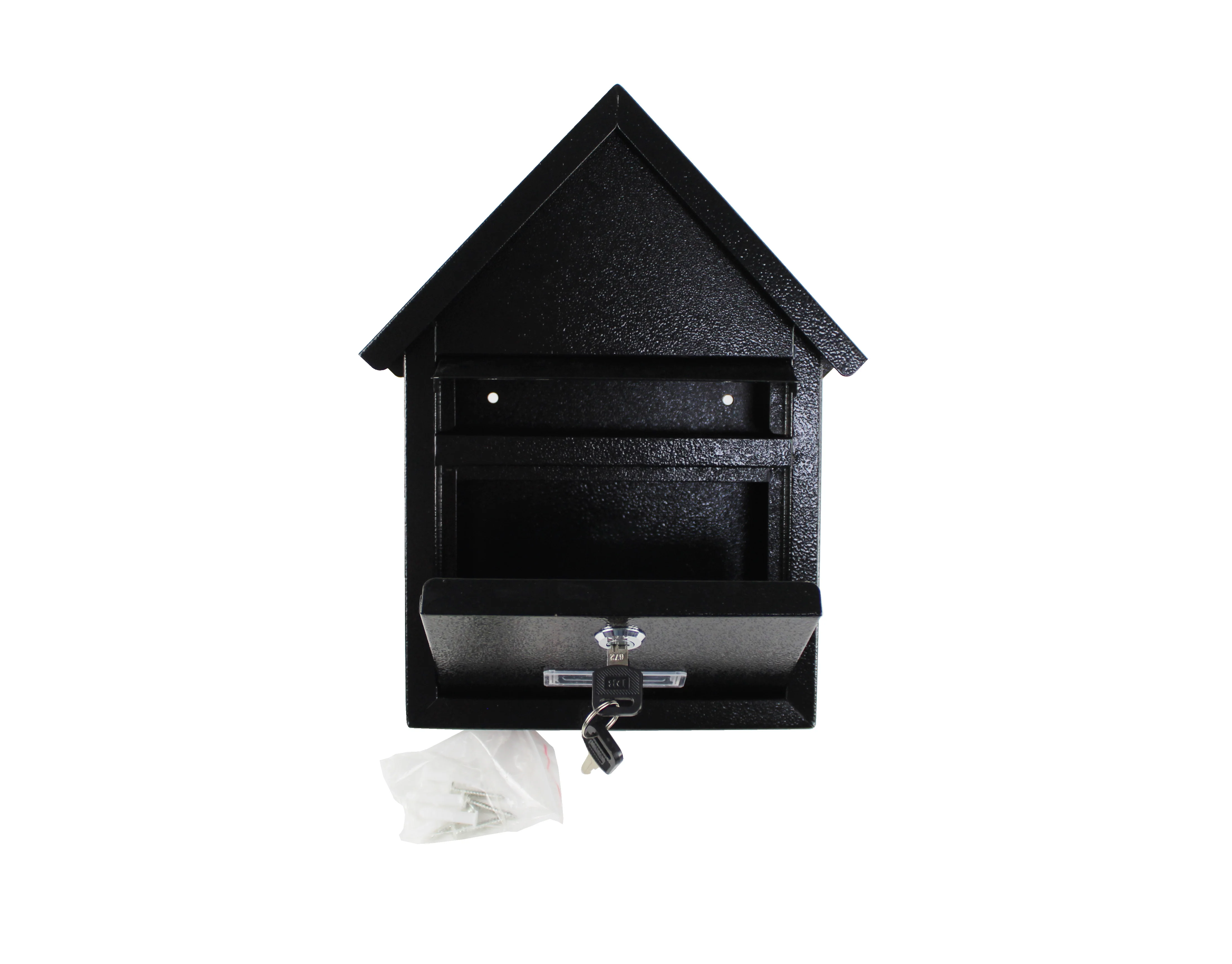 Metal outdoor mailbox with lock and keys black color 28x19x6cm.