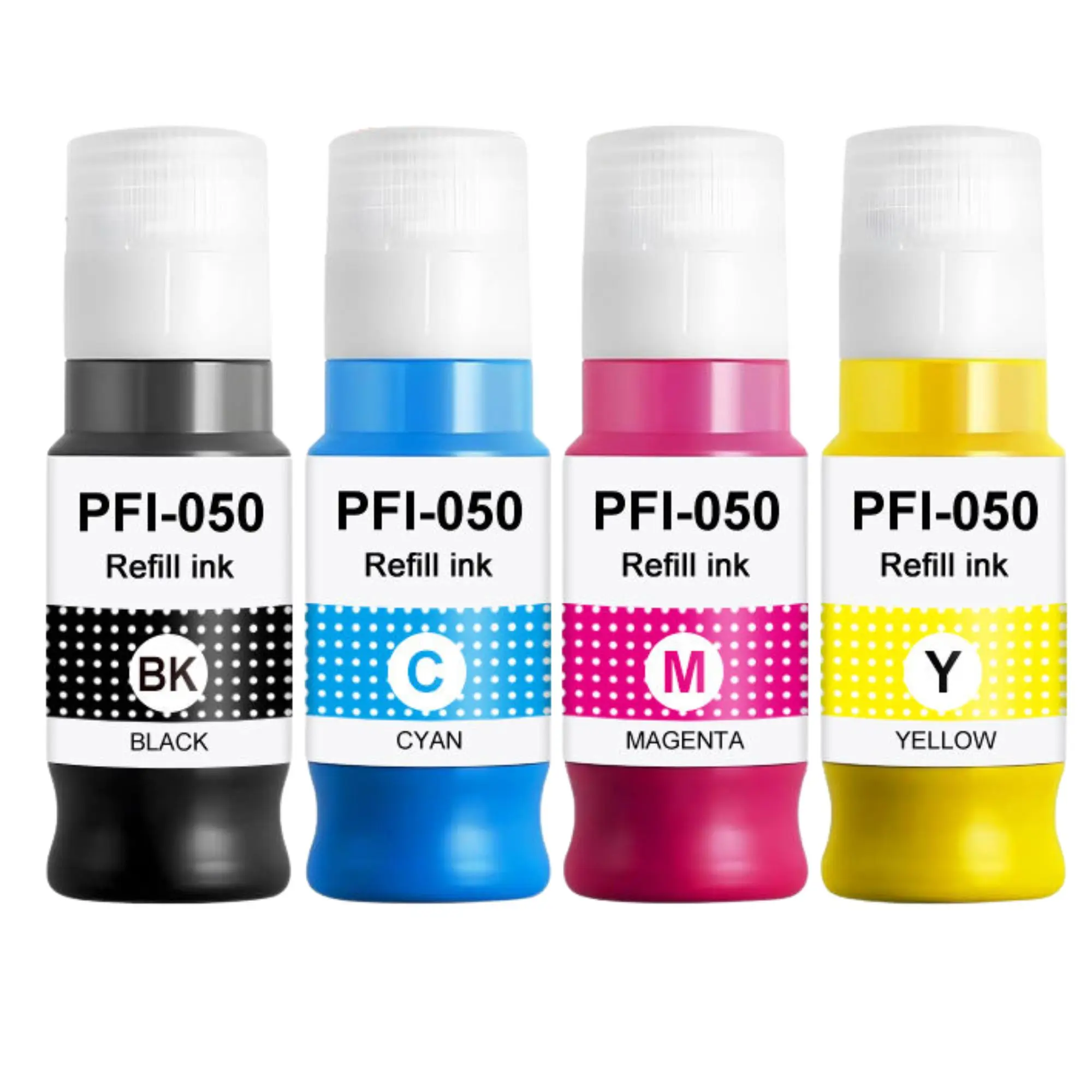 4 tintas Compatibles Canon PFI050 Botellas de Tinta Pigmentada PFI-050 para Canon imagePROGRAF TC-20 / TC-20M / TC-21 / TC-21M