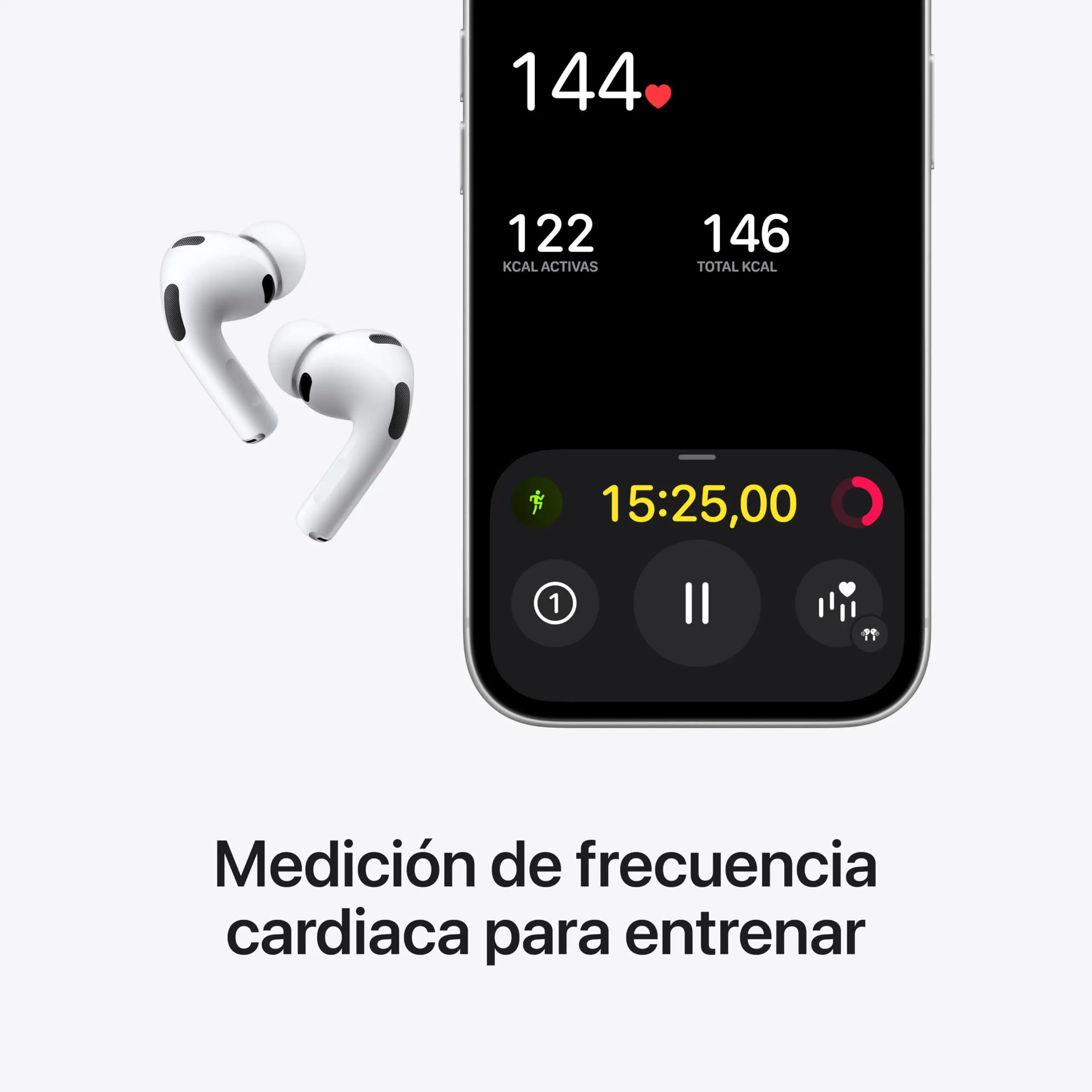 Apple AirPods Pro 3 Auriculares Inalámbricos con Cancelación Activa de Ruido (ANC), Medición de Frecuencia Cardíaca, Audio Espacial y Carga USB-C 4