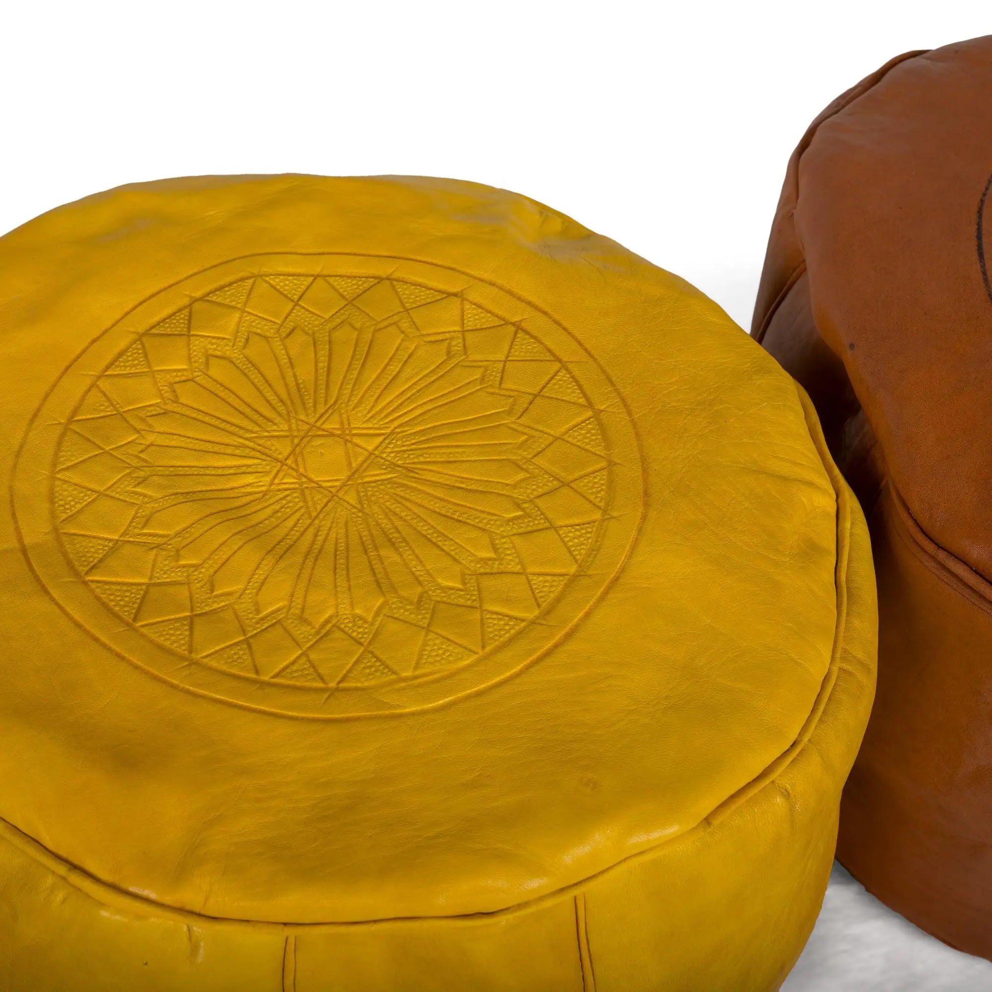 Plain leather Arabic Puff in various colors