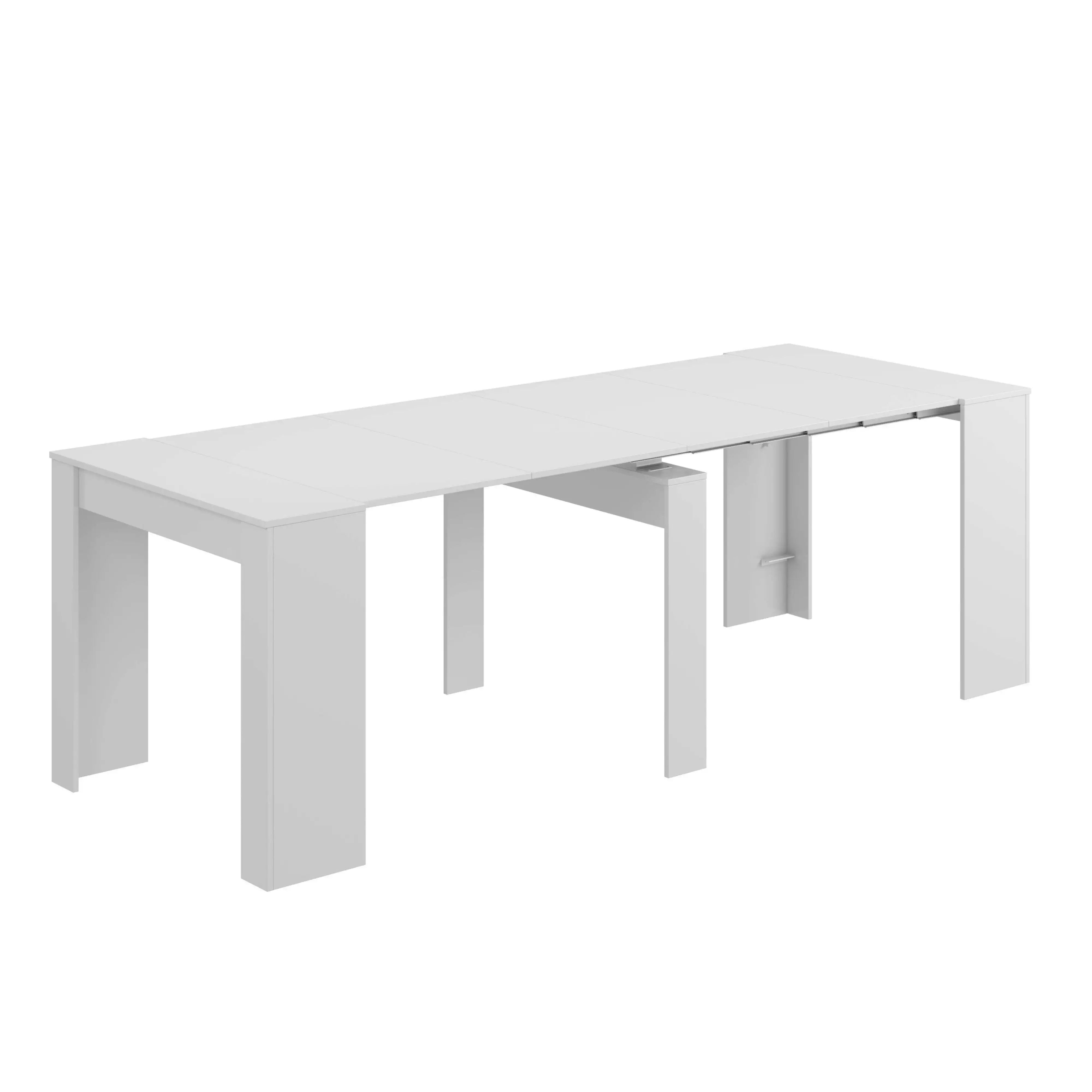 Miroytengo Mesa Consola Extensible Train Multiestancia Estilo Contemporáneo en Color Blanco, Cemento o Roble Canadian con 5 Posiciones 51-237x90 cm