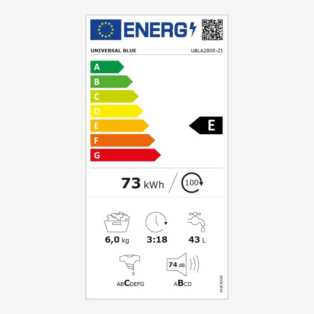 Universalblue washing machine 4006W IBIZA 6 Kg front loading Digital Display 1000 Rpm