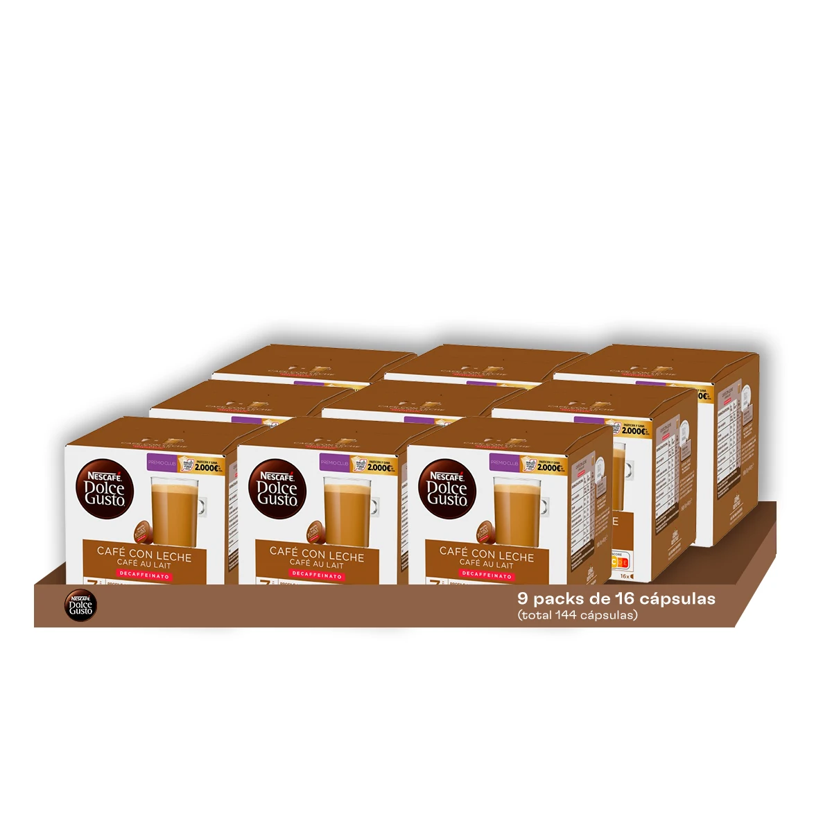 Dolce Gusto - Pack Especial Café con Leche Descafeinado (144 Unidades) | Disfruta de la Suavidad Sin Cafeína con Delicadas Notas a Cereal y Avellana. Una Experiencia Cremosa para Cualquier Momento