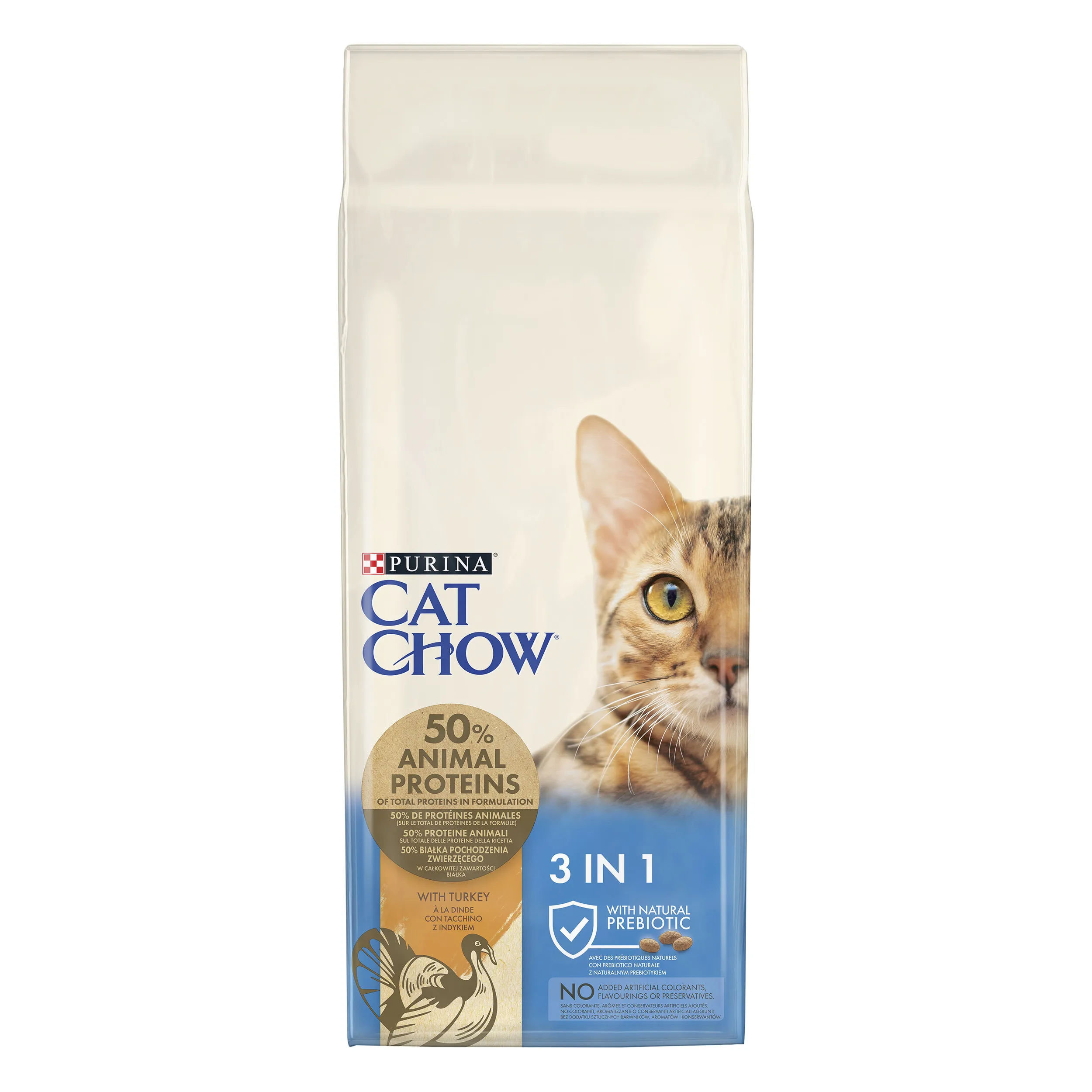 Cat Chow 3 en 1 Pavo Pienso para Gatos  Pienso completo para gatos adultos