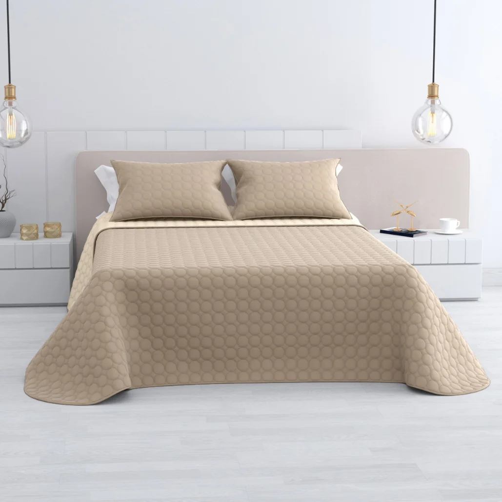 Colcha Bouti Verano Coinbra HMS – Acolchado Ligero, Tacto Suave – Blanco, Beige o Gris – Para Cama 90, 105, 135, 150 cm