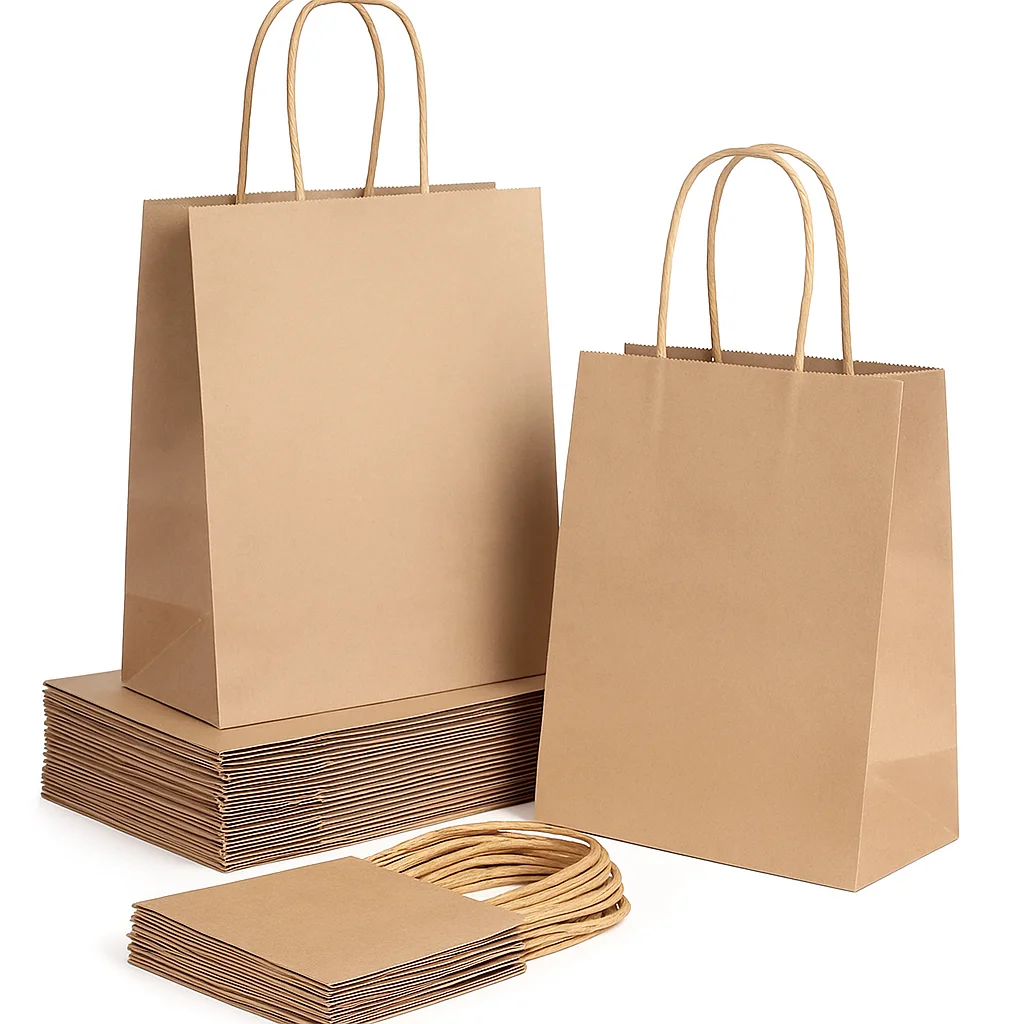 Pack 50 Bolsas papel kraft con asas 32x40x12 cm bolsas para 