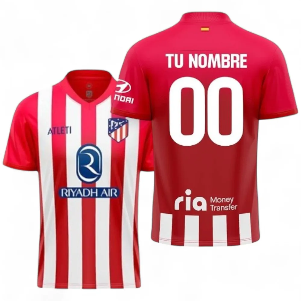 Atletico de Madrid Camiseta Personalizable Primera Equipación Temporada 2023-2024 Réplica Oficial - Tallas Adulto (S)