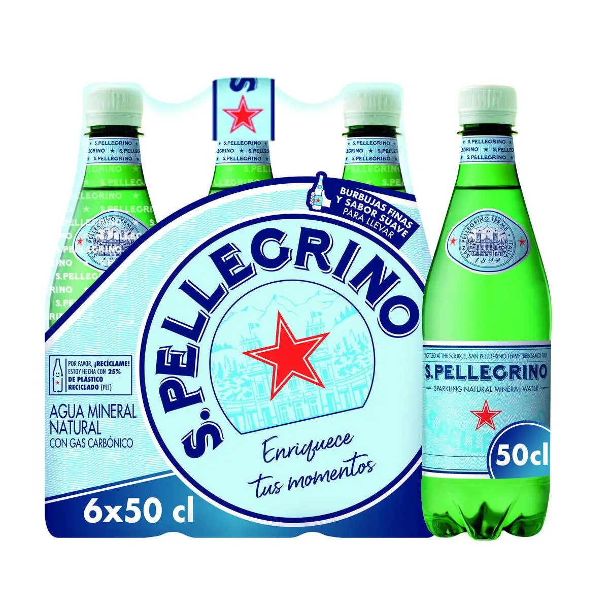 S.Pellegrino Natural Mineral water with Gas - Pack of 24 50cl bottles, refreshing and elegant. The healthy choice for every moment of the day!