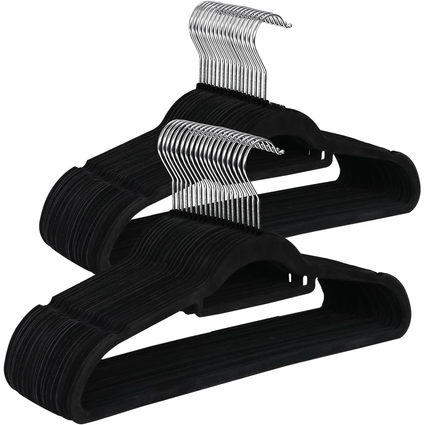 Decodeko velvet clothes hangers 41 x 22 x 0.5 cm - pack of non-slip hangers in black - hangers for clothes and pants - save space with our velvet hangers