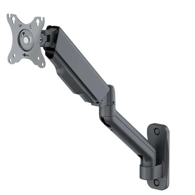 goobay Soporte de pared con resorte mecánico para monitores de 17 a 32 pulgadas (43-81 cm), máx. 9 kg, Montaje en pared, VESA 75/100 mm, Negro, 70813
