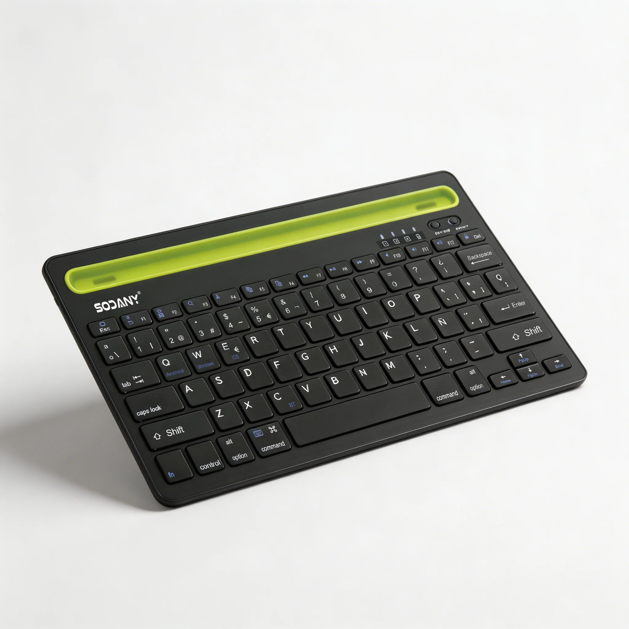 Teclado Inalámbrico Bluetooth SODANY Español (Ñ) con Soporte Tablet y Móvil. Doble Conexión, Silencioso, Ultrafino