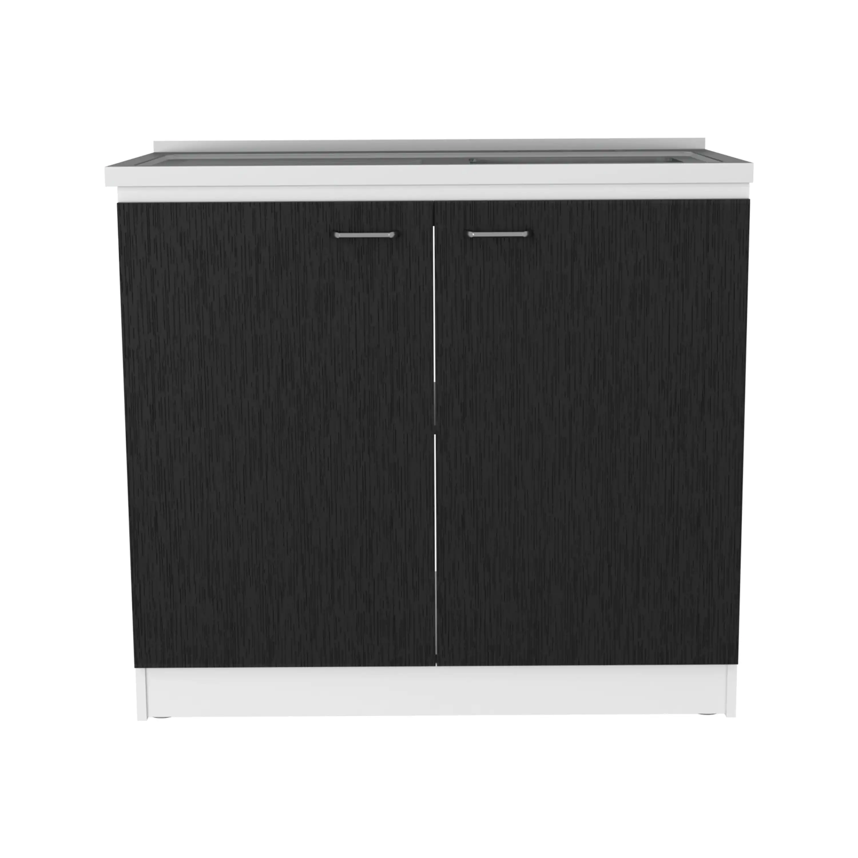 TUHOME Nápoles Kitchen Cabinet with Sink, White/Duna Wood Manufactured Kitchen-Floor Furniture