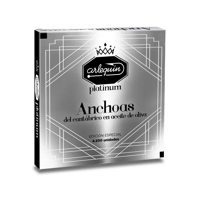 ARLEQUIN Serie Platinum Anchoa del Cantábrico, Elaborada a Mano en Santoña, en Aceite de Oliva (1 Lata (120 grs y 12 Filetes)