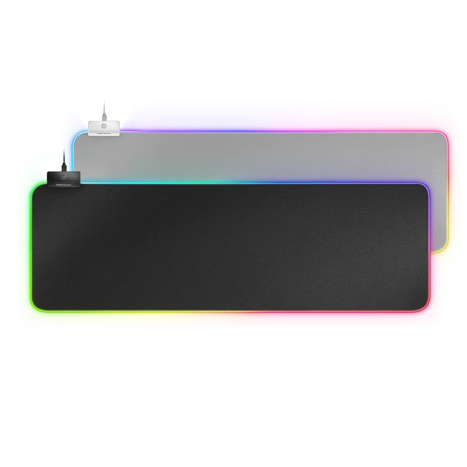 Mars Gaming MMPRGB2, Alfombrilla Gaming XXL, Iluminación RGB 12 modos, 2 USB 2.0, 800x300x4mm, Alfombrilla PC Negro o Plata
