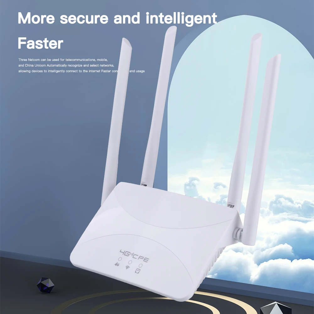 4g Lte Wifi Router 150Mbps 4 External Antennas Power Signal Booster Hotspot Smoother Wired Connection Intelligent Micro Sim Card