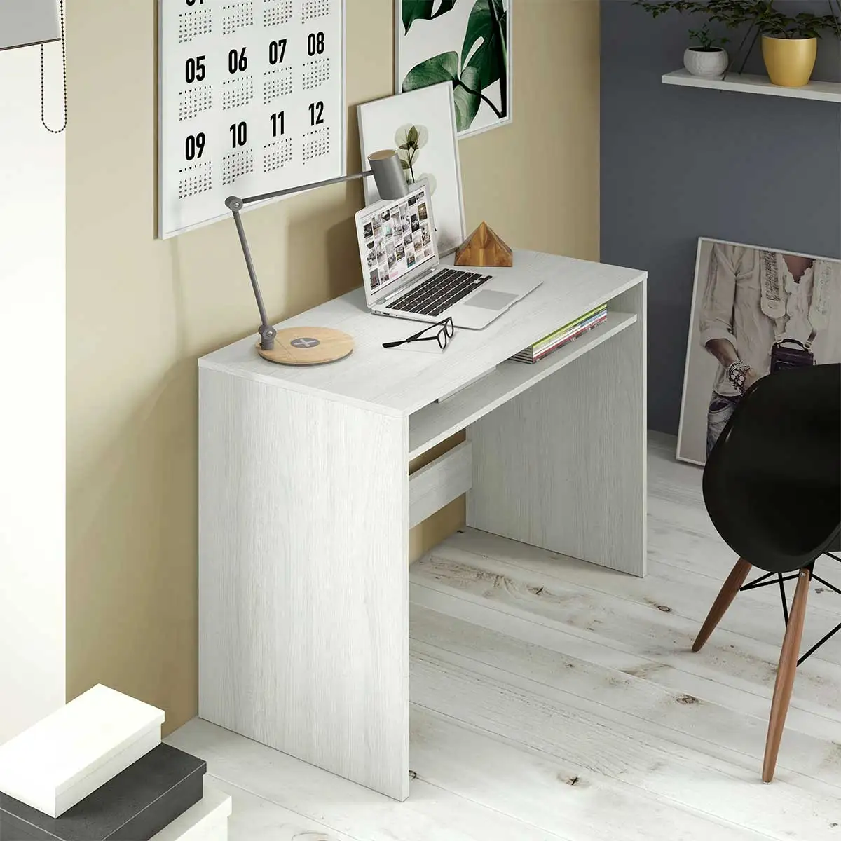 Mesa de Escritorio Compacta Desk Blanco 78x79x43 Cm - Melamina de Primera Calidad - Resistente y Fácil de Usar