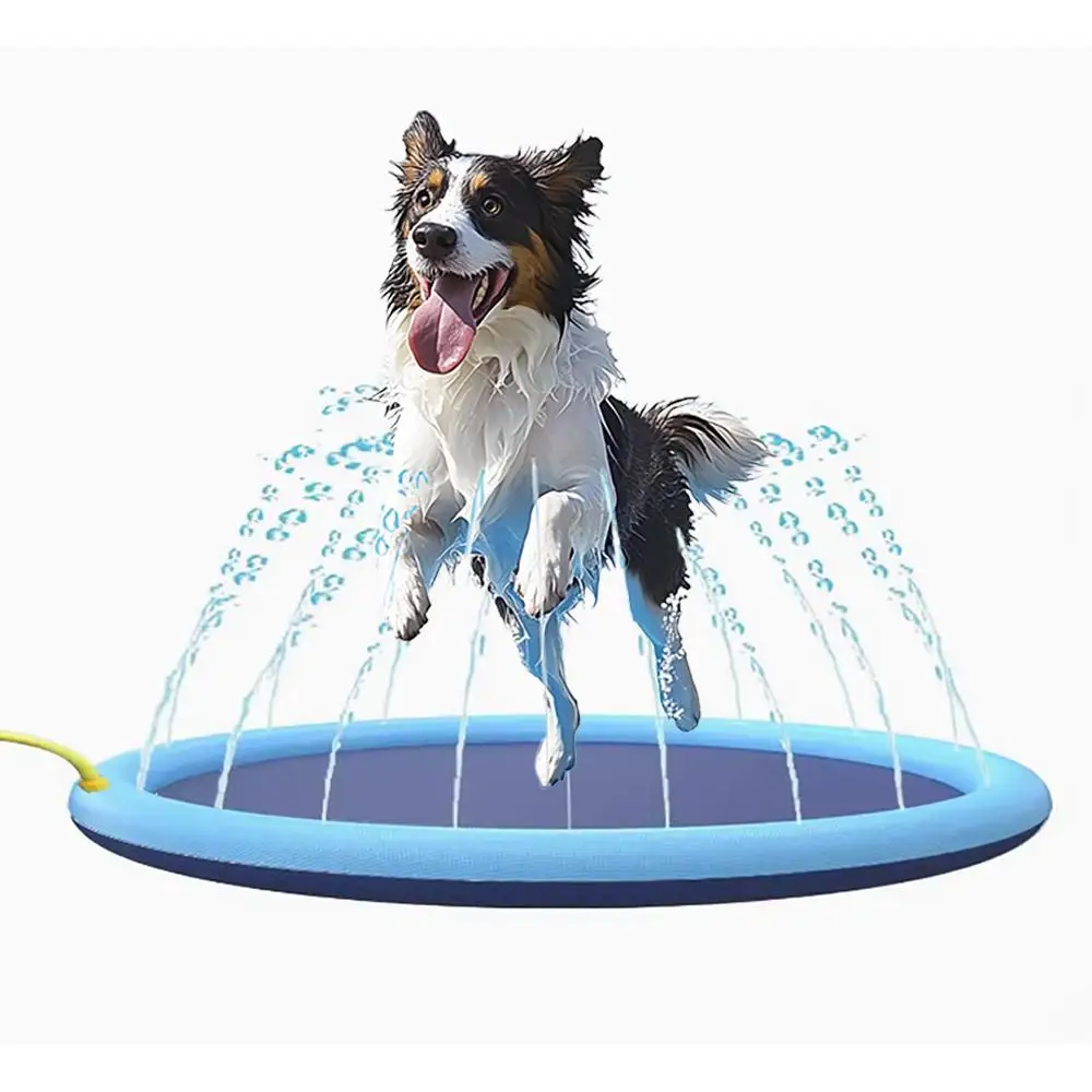 Piscina para Mascotas con Rociadores - 100 cm Piscina de Baño Material PVC Resistente Antideslizante y Fácil de Instalar Ideal para Perros