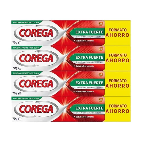 Corega Extra Strong All-Day Dental Prosthesis Cream Fresh Mint Set 4 PCs x 70 g