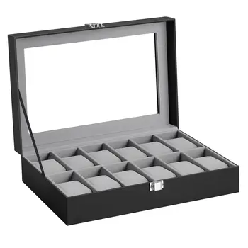 SONGMICS CAJA DE RELOJES CON 12 COMPARTIMENTOS