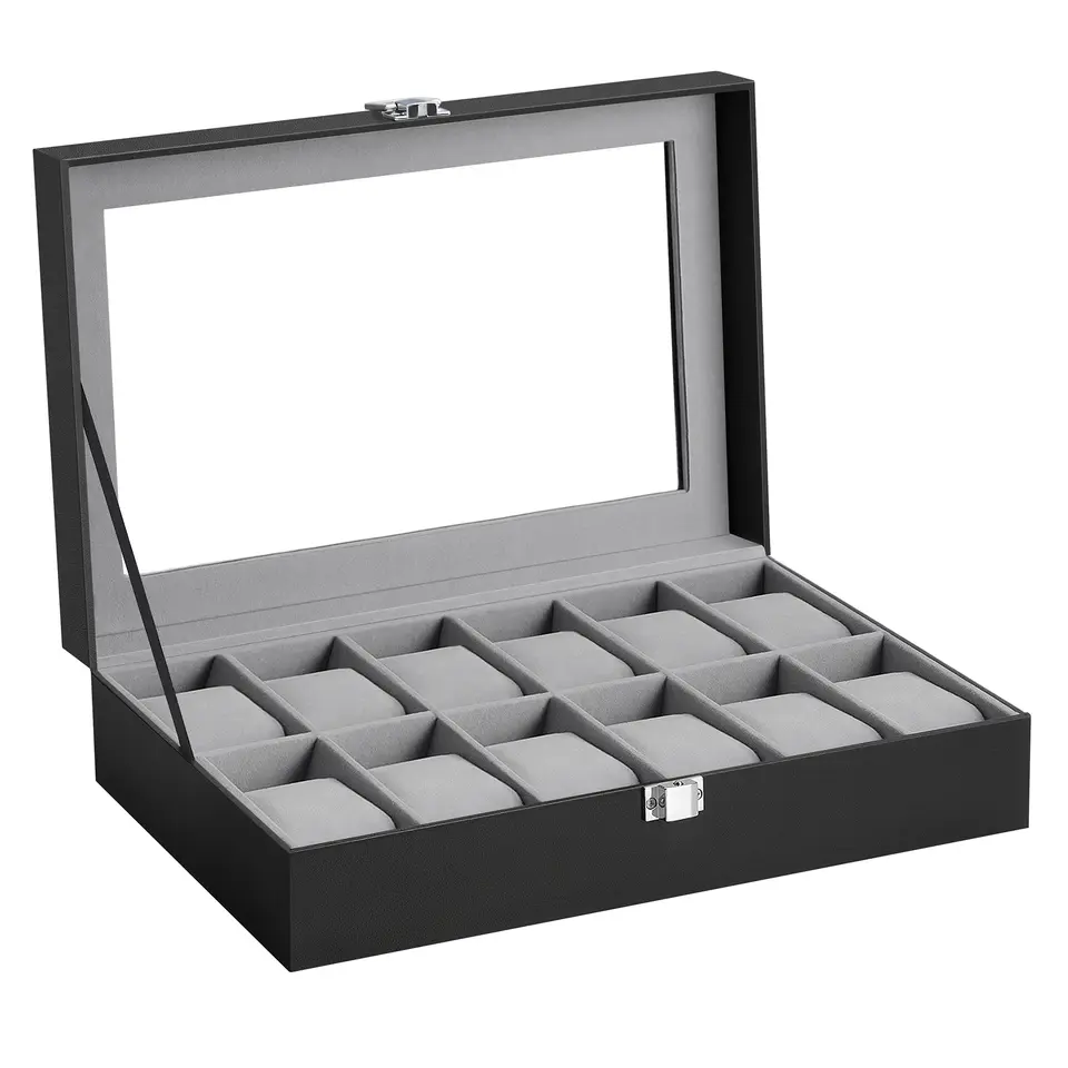 SONGMICS CAJA DE RELOJES CON 12 COMPARTIMENTOS