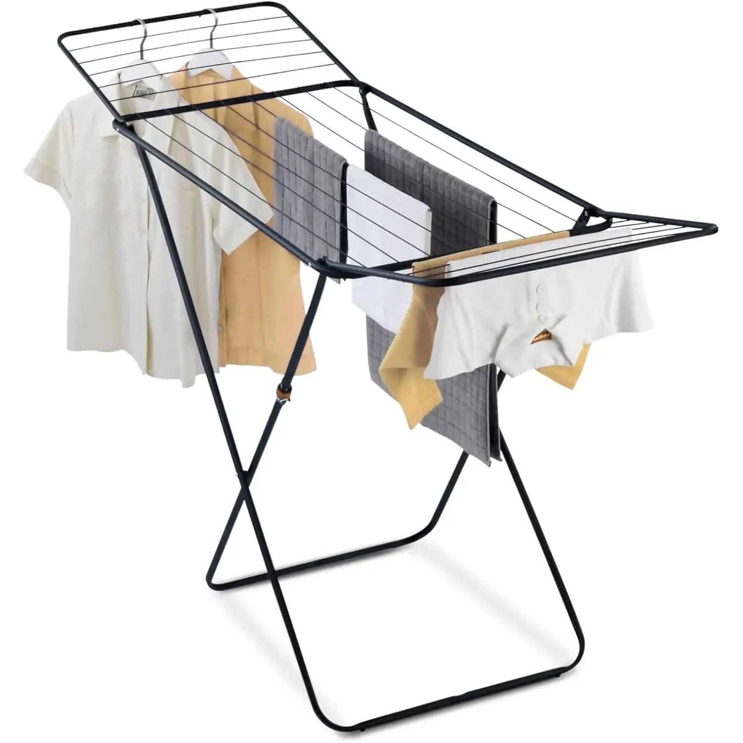 C.A | Tendedero de Ropa Plegable, Estructura Metálica Ligera de Color Negro, Capacidad para 20 Metros, Medida Abierto 180 x 55 x 105 cm