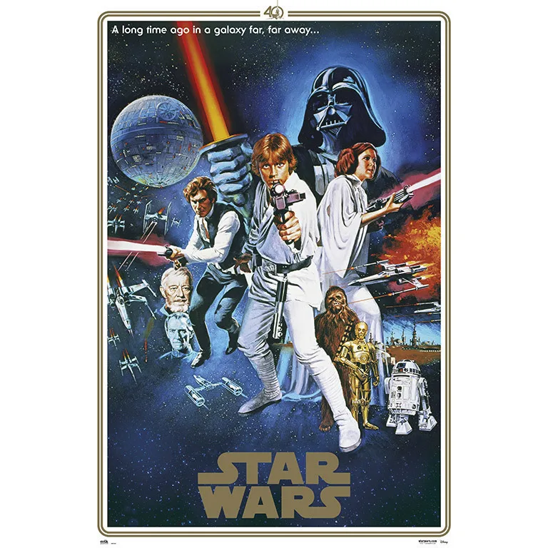 Star Wars Classic 40th Anniversary One Sheet Poster, 61 x 91.5 cm, printed on high-quality 150 g glossy paper, CE certified, perfect for fan merchandise display.