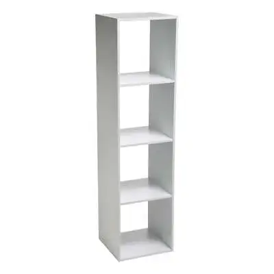 Factory Cuadros - Estantería Alta Blanca Teo con 4 Compartimentos - Muebles de Recibidor y Estanterías - Organización Eficiente - Diseño Moderno