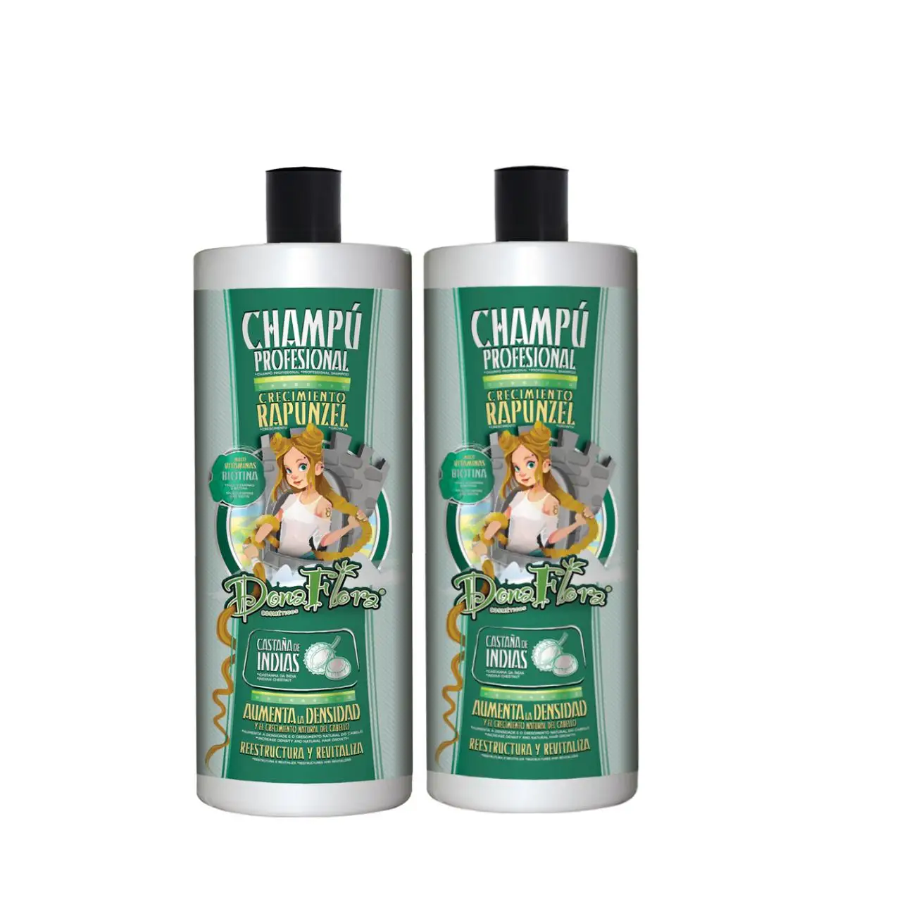 PACK DE 2 BOTELLA CHAMPU DONA FLORA RAPUNZEL.