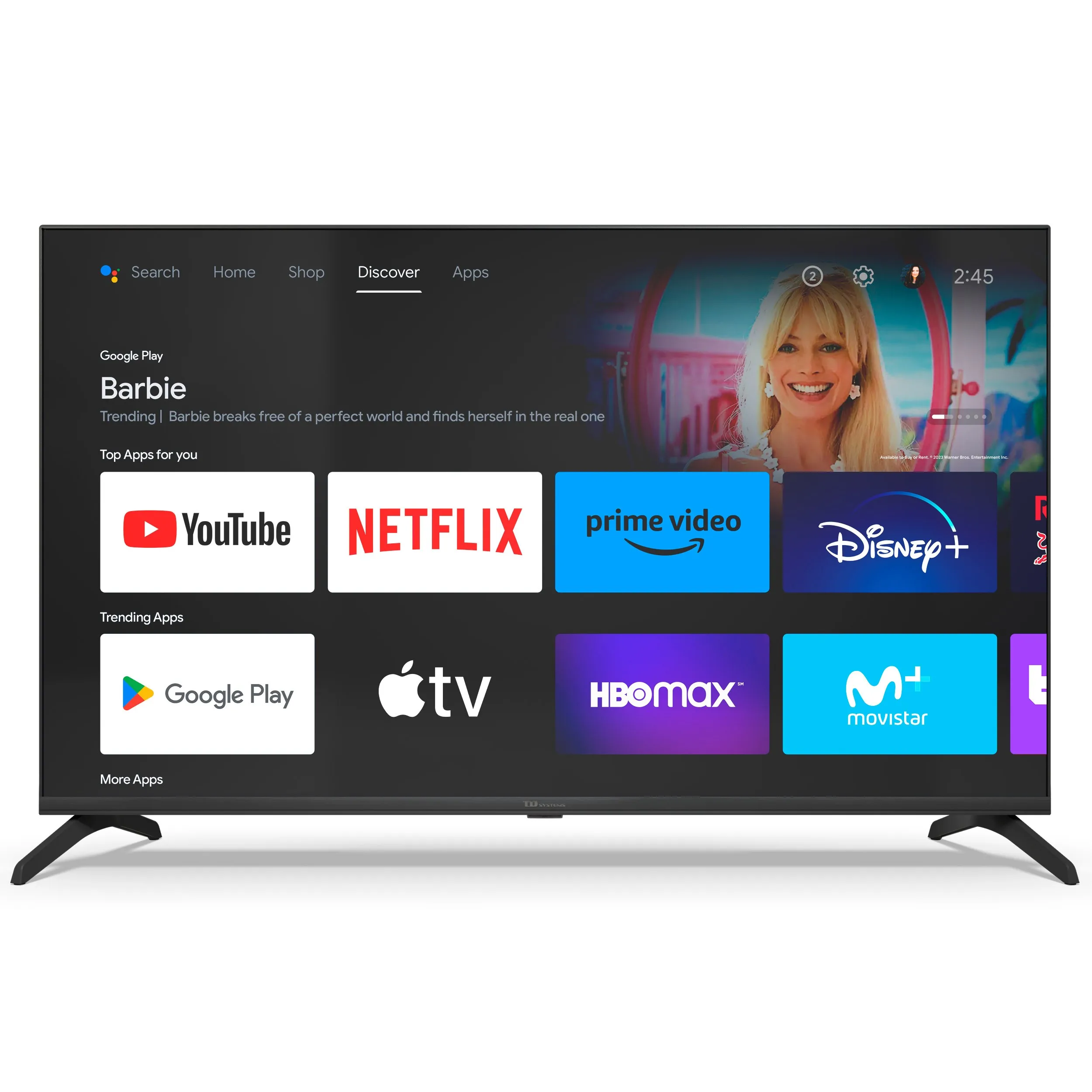 Smart TV 43 inch QLED 4K Hey Google Official Assistant with voice control. Android TV 11 - TD Systems K43DLC19GLQ