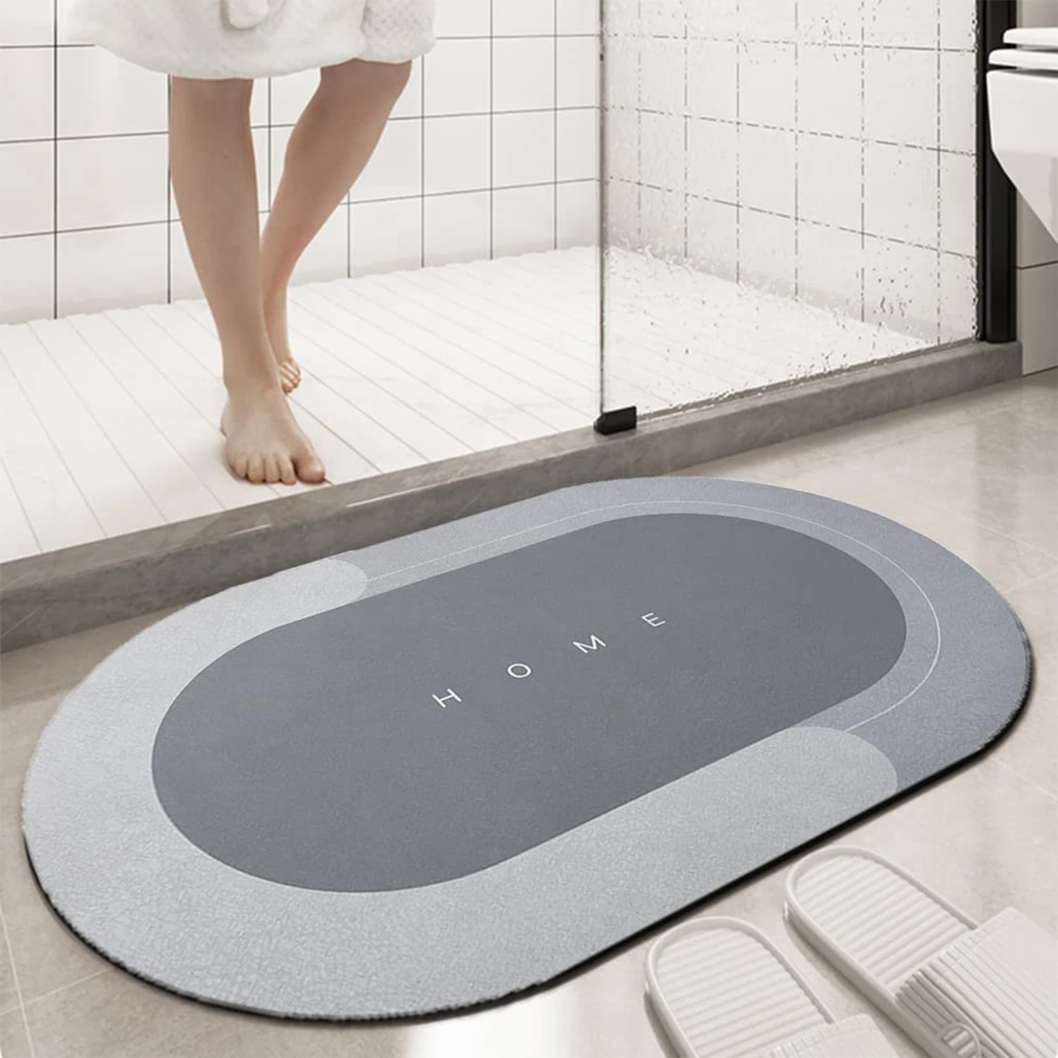 GREATOYAR bathroom mat, super-absorbent, anti-slip rubber, easy to clean, Oval and rectangle, 38x58cm, colors and patterns send by random