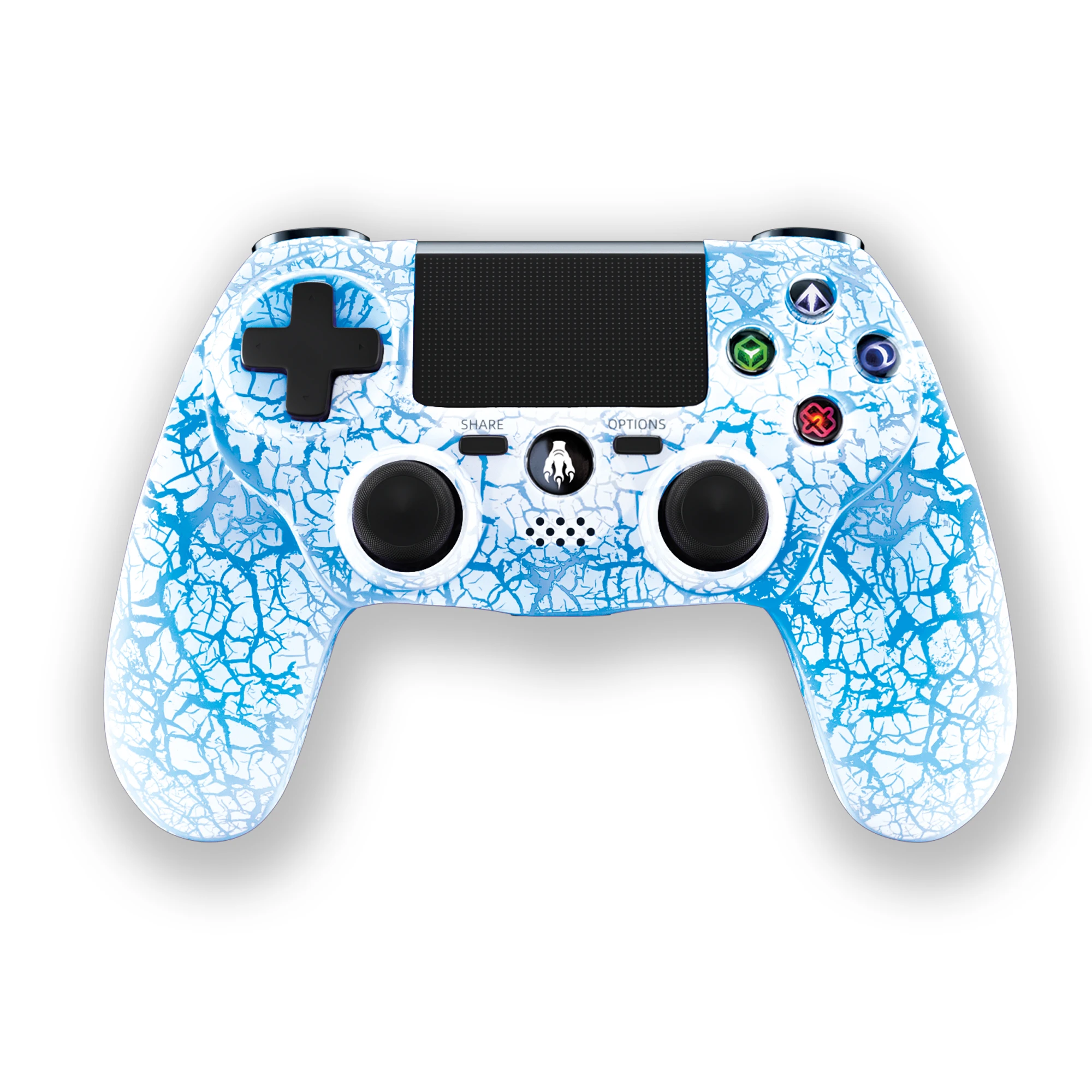 Indeca Business T-Rex White – Mando Inalámbrico para PS4 / PC / Android – Bluetooth, RGB, Vibración Dual, Touchpad, Minijack, Batería 1000 mAh