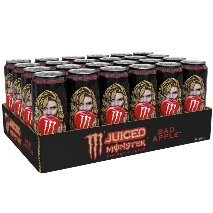 Monster Energy Juiced Bad Apple, Energy Drink - Pack of 12 500ml Cans