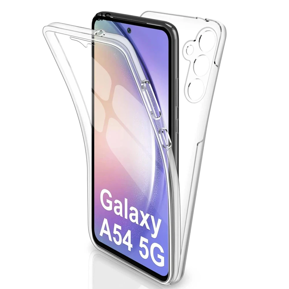 Funda Para Samsung A54 A53 A34 A72 A33 A32 A14 A22 A13 A12 4G 5G S21 S22 Plus Ultra Doble Cobertura 360 Transparente Carcasa Híbrida Delantera Flexible + Trasera Rígida Anti golpes Antiarañazos