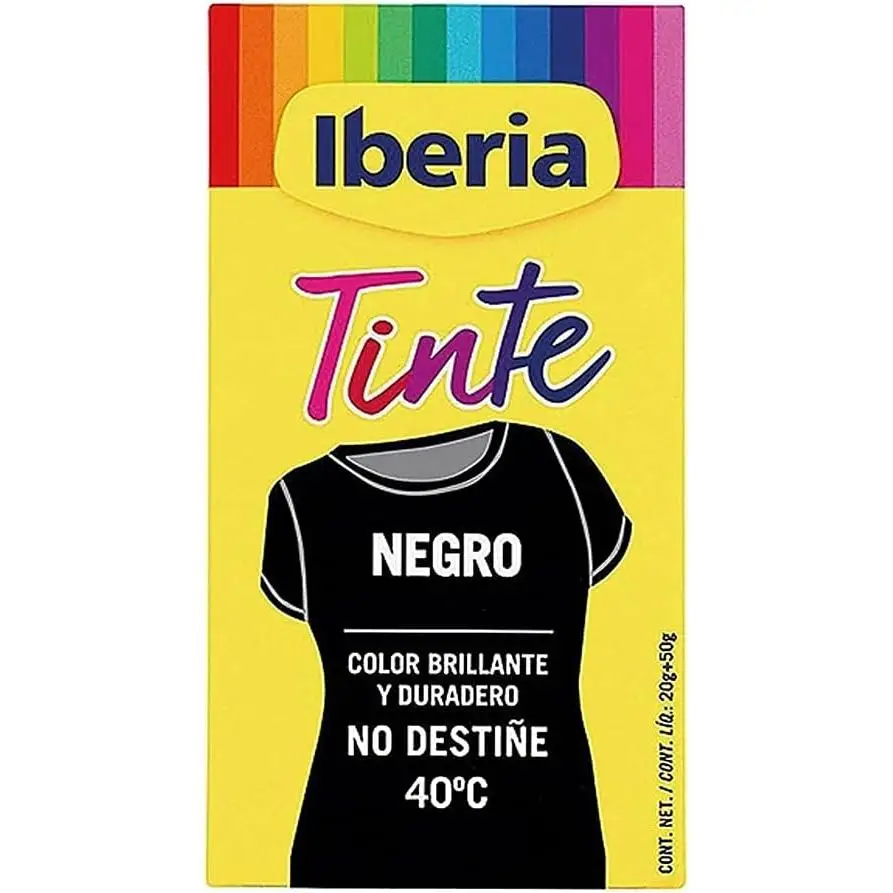Iberia - Tinte Negro para Ropa - Fácil y Práctico - Máxima Fijación del Color