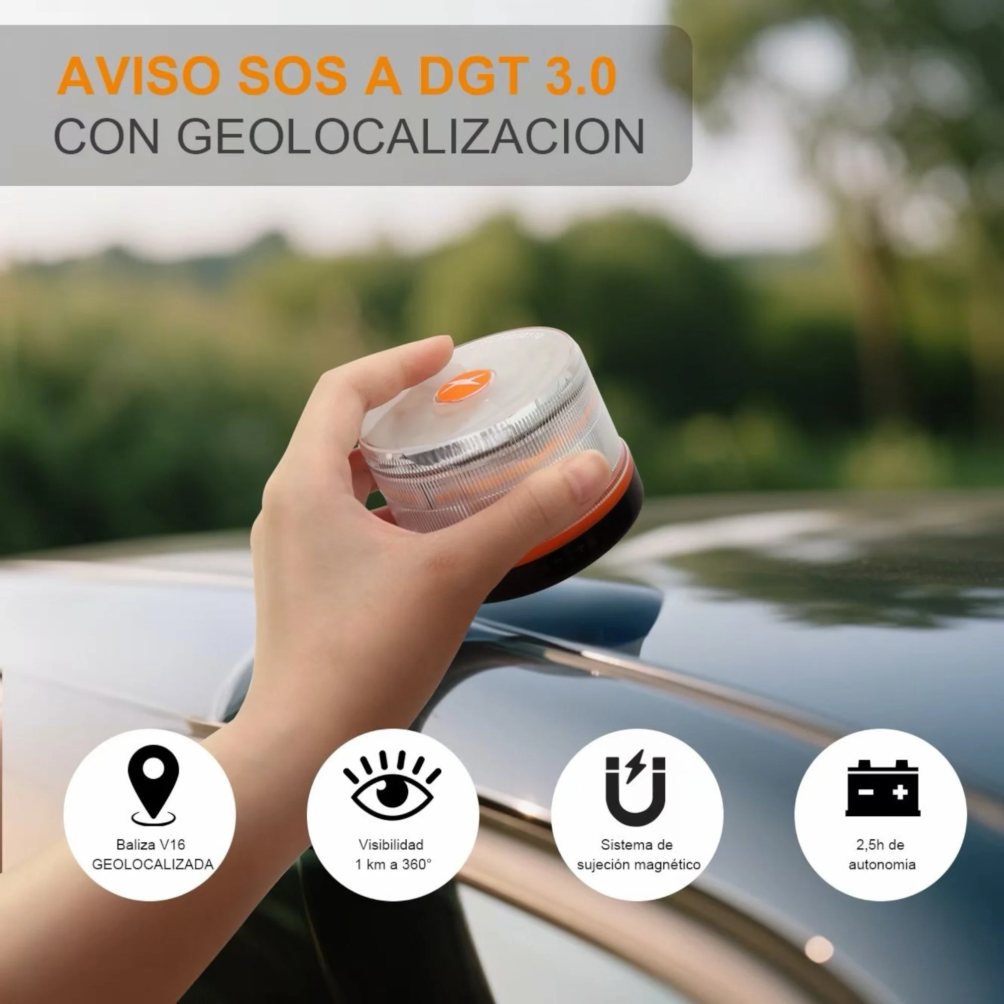 2026 latest version ebox car emergency light approved by dgt, with sim and paid data until 2038, beacon v16 approved by dgt with geolocator, mandatory january 2026, light v16 with geolocation 3.0, approved by dgt #3