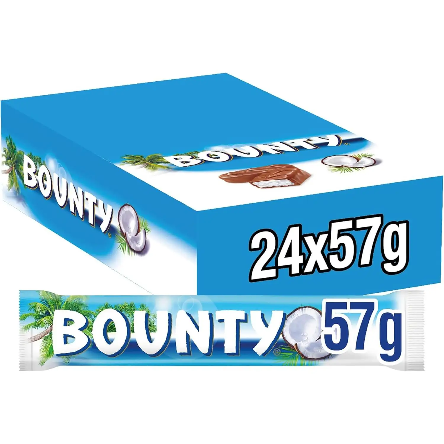 Bounty coconut chocolate coated with delicious milk chocolate (24 units of 57g) #1