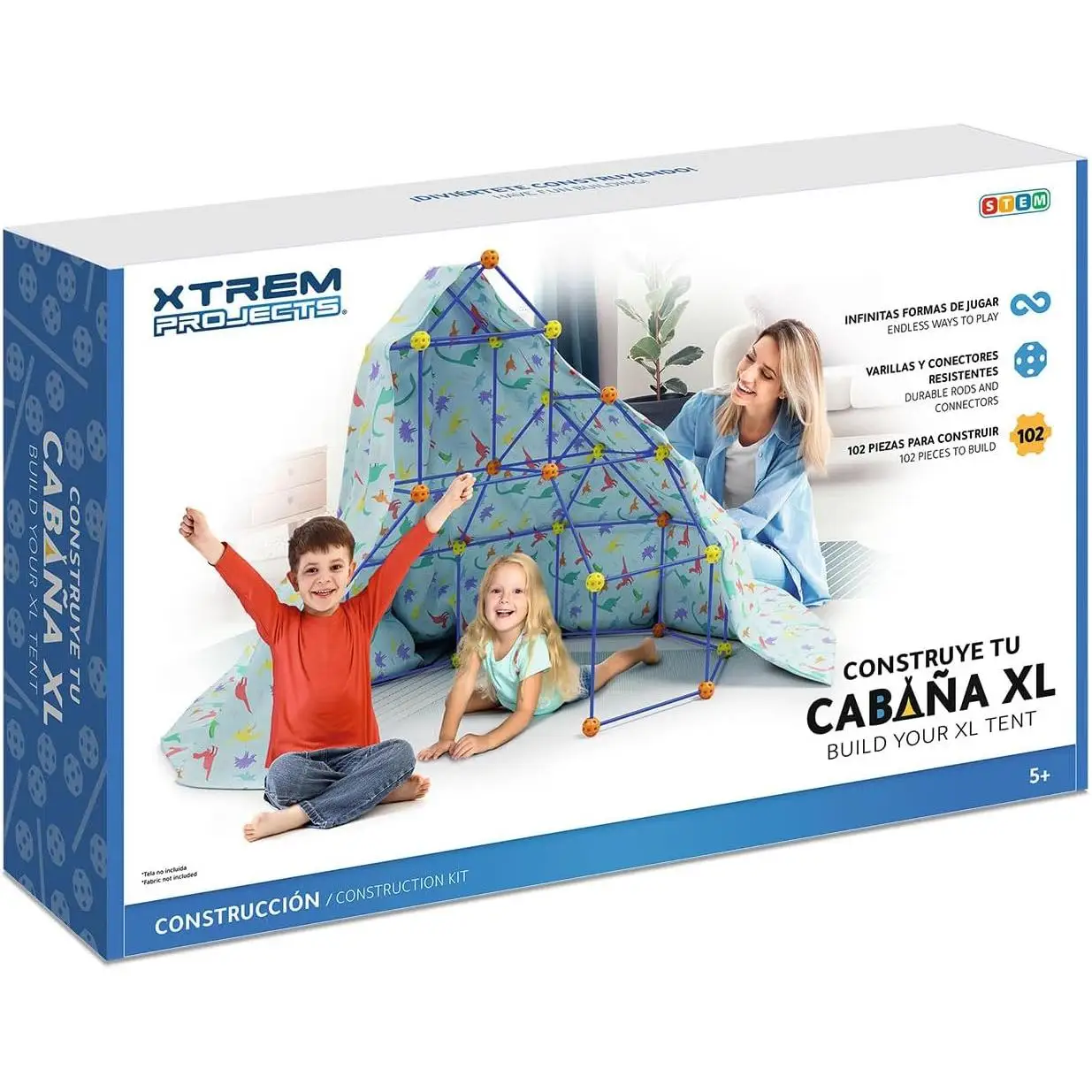 Xtrem Projects - Construye Tu Cabaña XL  Construcciones para Niños 102 Piezas  Juguetes Niños 5 Años o Más  Kit De Construccion para Niños Stem