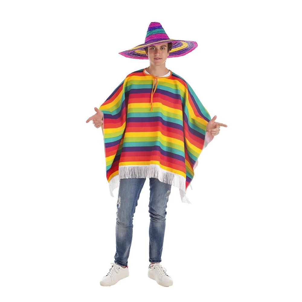 Adult costume rainbow mexican poncho size l (creations llopis 9437)