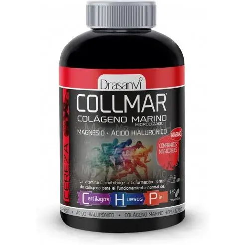 Drasanvi - Collmar 180 Comprimidos MASTICABLES - COLÁGENO Marino Hidrolizado - Sabor CEREZA