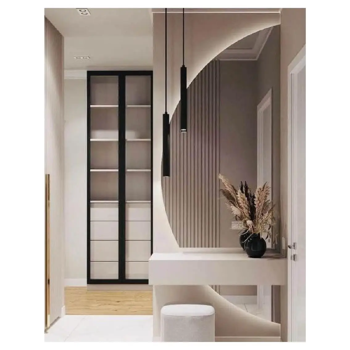 Espejo Semicircular Led de Pared Diseño Media Luna con Iluminación Decorativa Ideal para Recibidor, Dormitorio o Salón