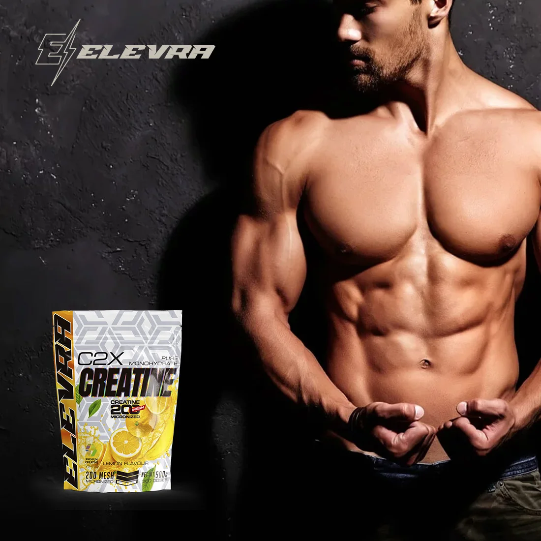 ELEVRA | Creatina en Polvo 500g Sabor LIMON/NEUTRO/PIRULETA  | 100% Monohidrato de Creatina Micronizada | No Incluye Dosificador | Sin Añadidos y Libre de Contaminantes | No-GMO, Vegano, Sin Gluten