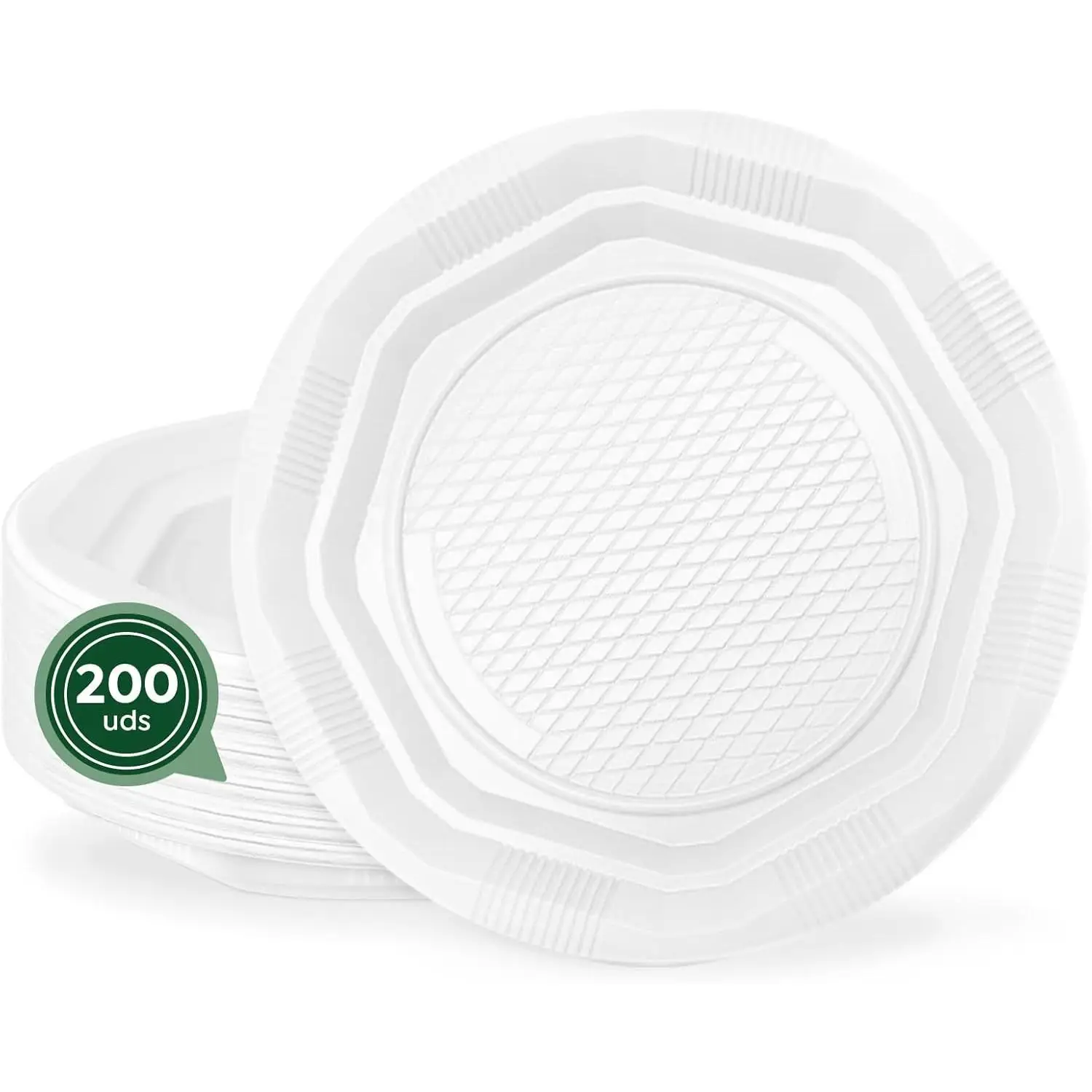 MAXI PRODUCTS - 100 Platos Plástico Reutilizables - Platos Vajilla - Ø14 cm - Platos Reciclables - Plato Redondo - Alta Resistencia - Picnic -... Especial aperitivos