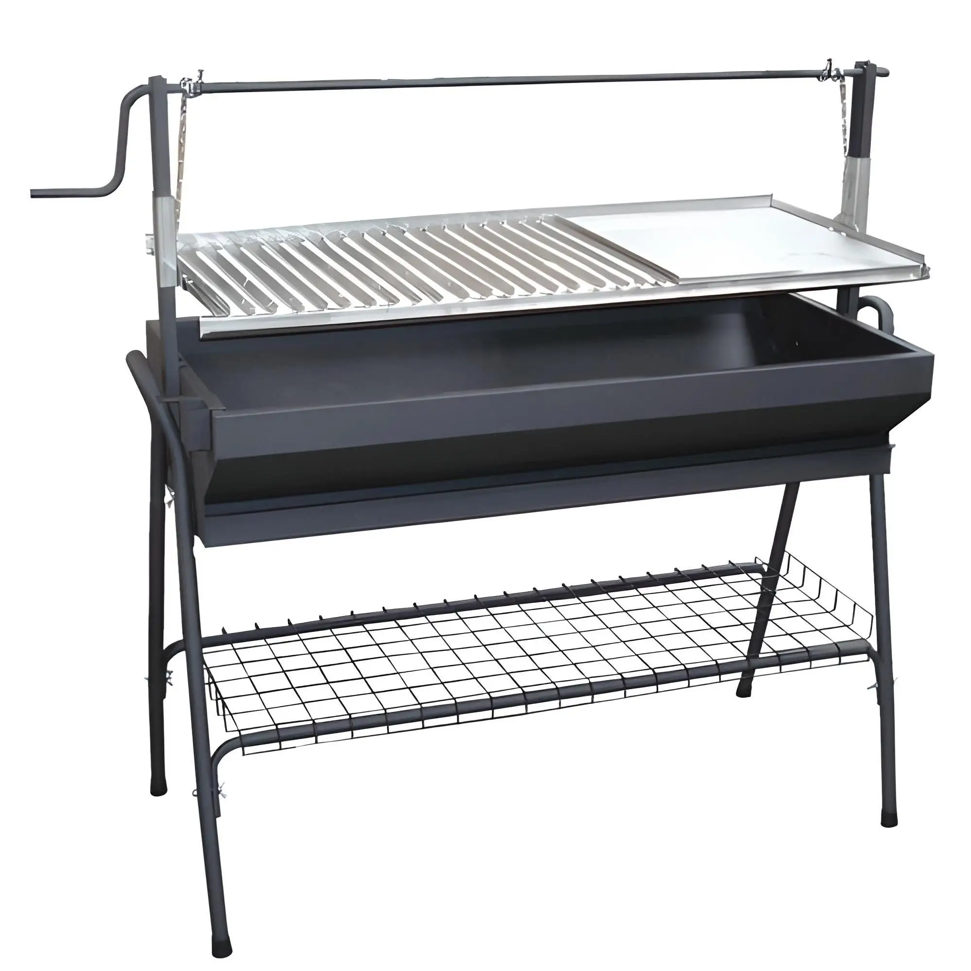 ACV Barbacoa Carbón y Leña Inox 80x50 Regulable Sin Soldaduras