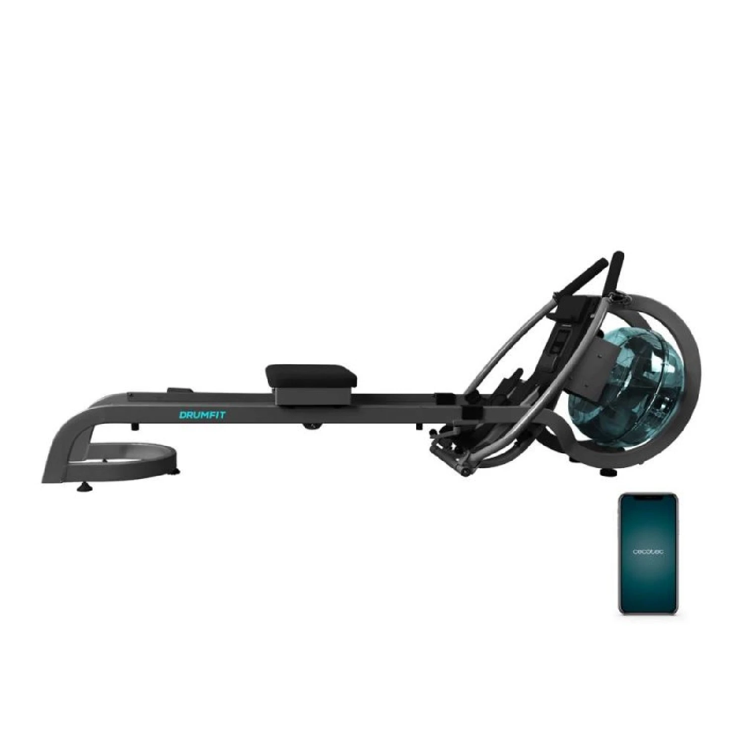 Cecotec Máquina de Remo de Agua Drumfit Rower 20000 Neptuno. Tanque de Agua 11 L de Capacidad, Sillín Ajustable