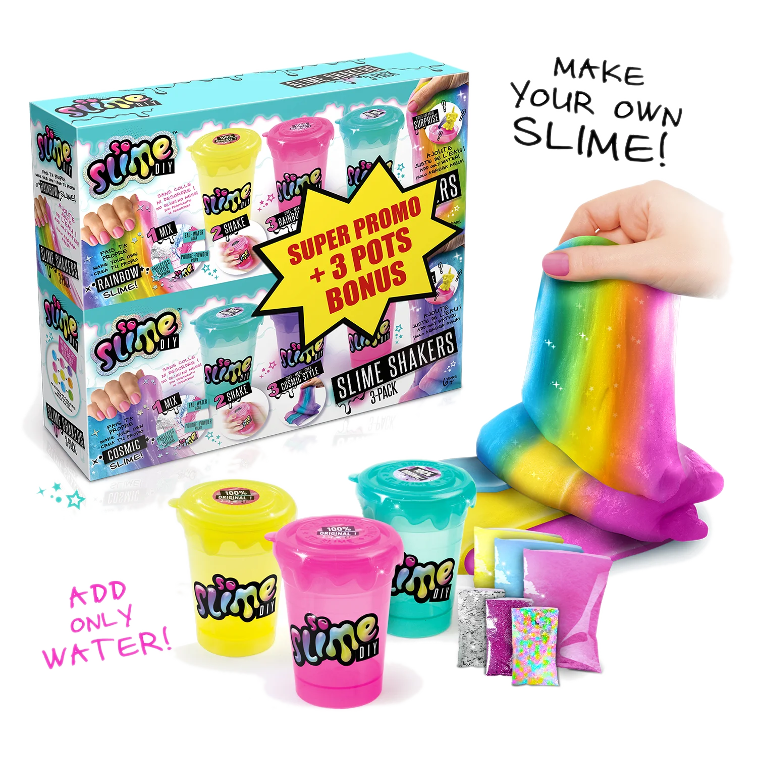 Slime shakers 3 pack + 3 bonus pots - so slime - canal toys - ssc019