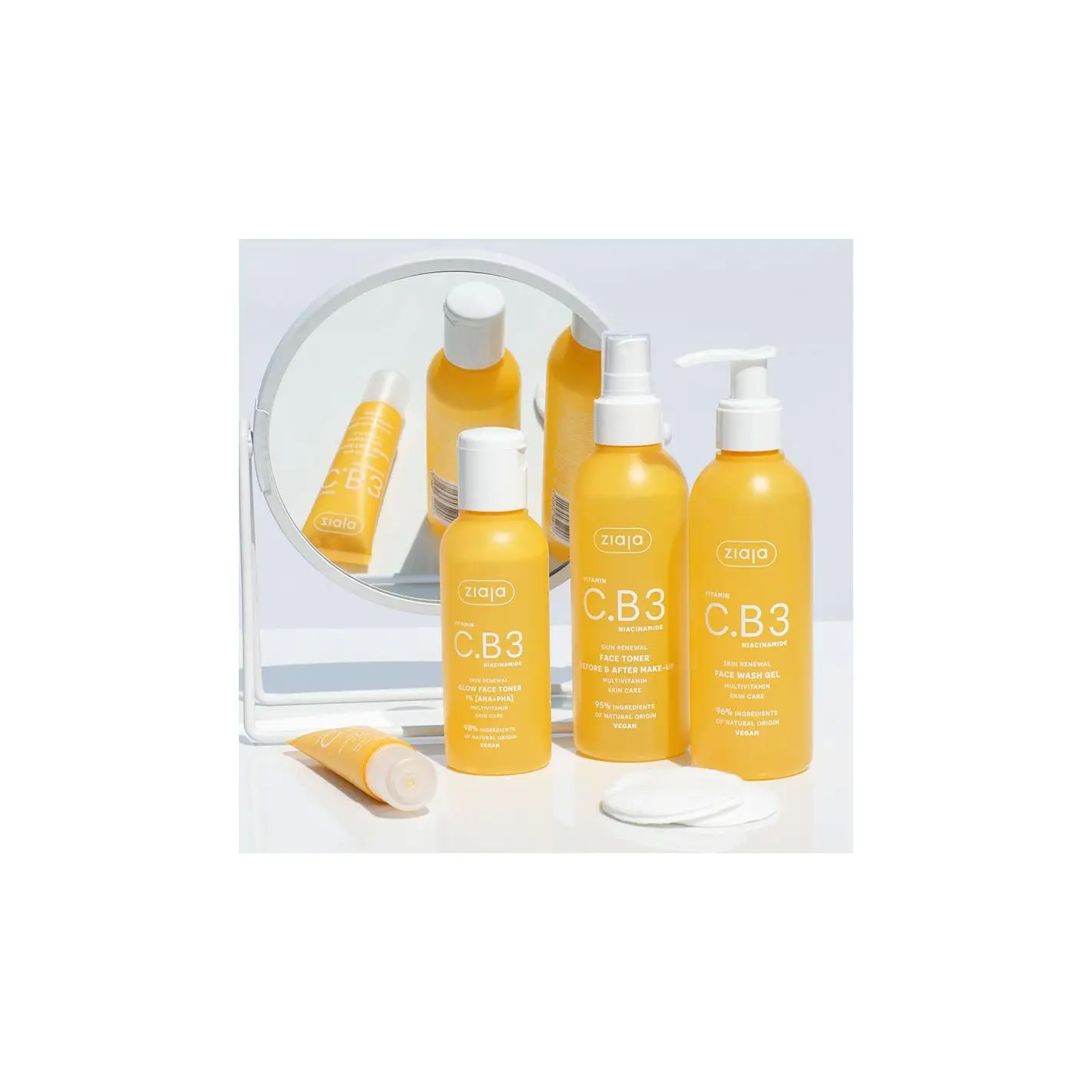 Rutina de cuidado facial. Skin Care. Vitamina C B3. Ziaja