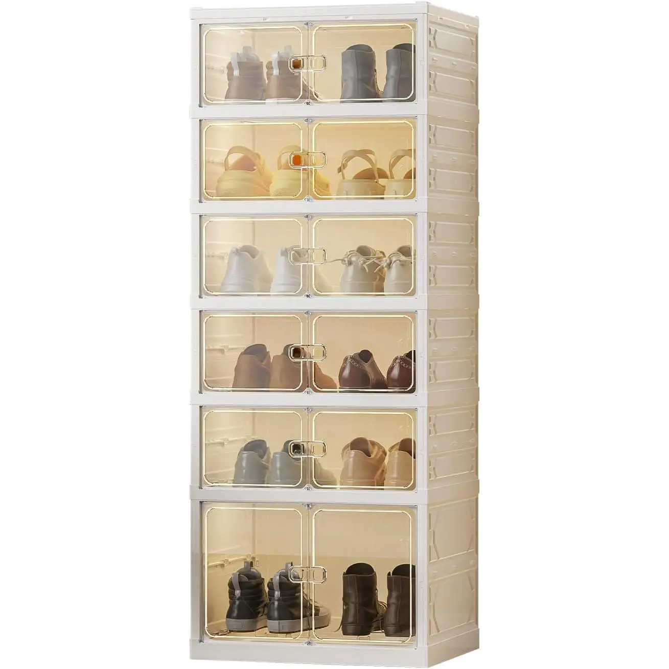 Organizador de zapatos para armario apilables, organizador de zapatos, caja de almacenamiento plegable para zapatos